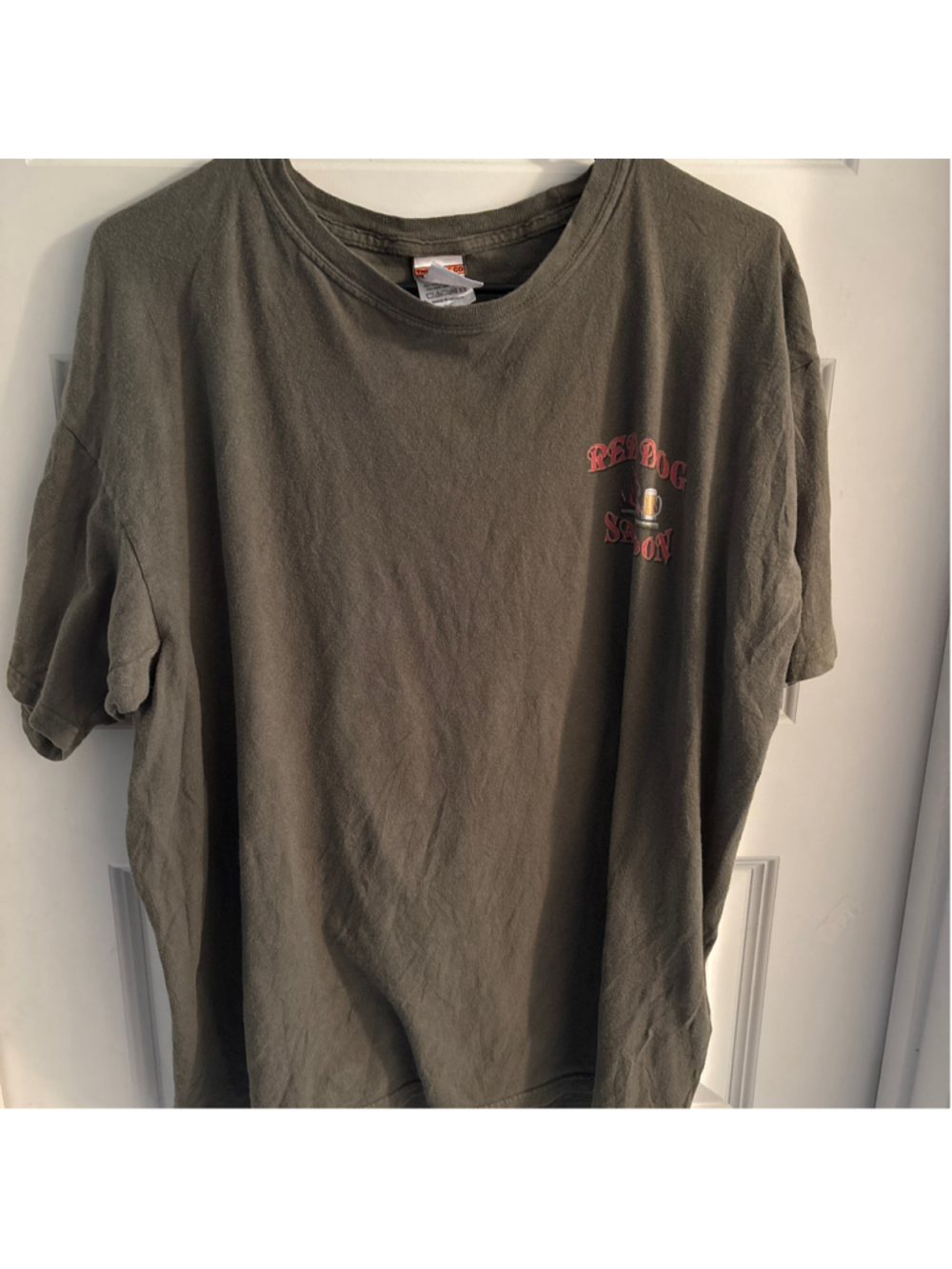 Vintage Men's The Duck Co Red Dog Saloon Graphic T-Shirt Olive XL